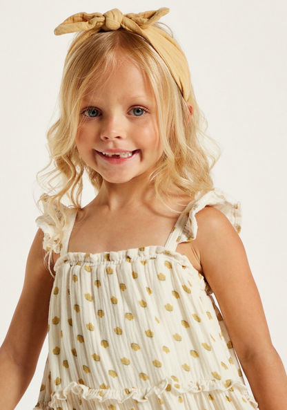 Polka Dot Print Sleeveless Tiered Dress with Frill Detail-Dresses%2C Gowns and Frocks-image-2