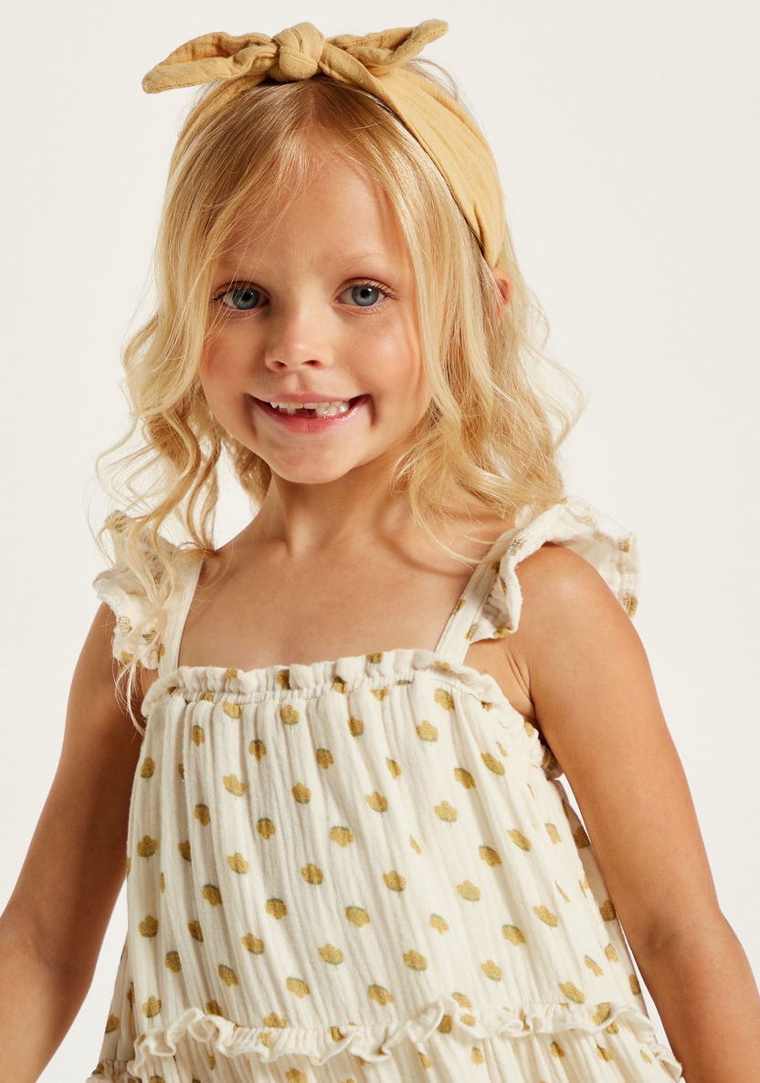 Polka Dot Print Sleeveless Tiered Dress with Frill Detail-Dresses, Gowns & Frocks-image-2