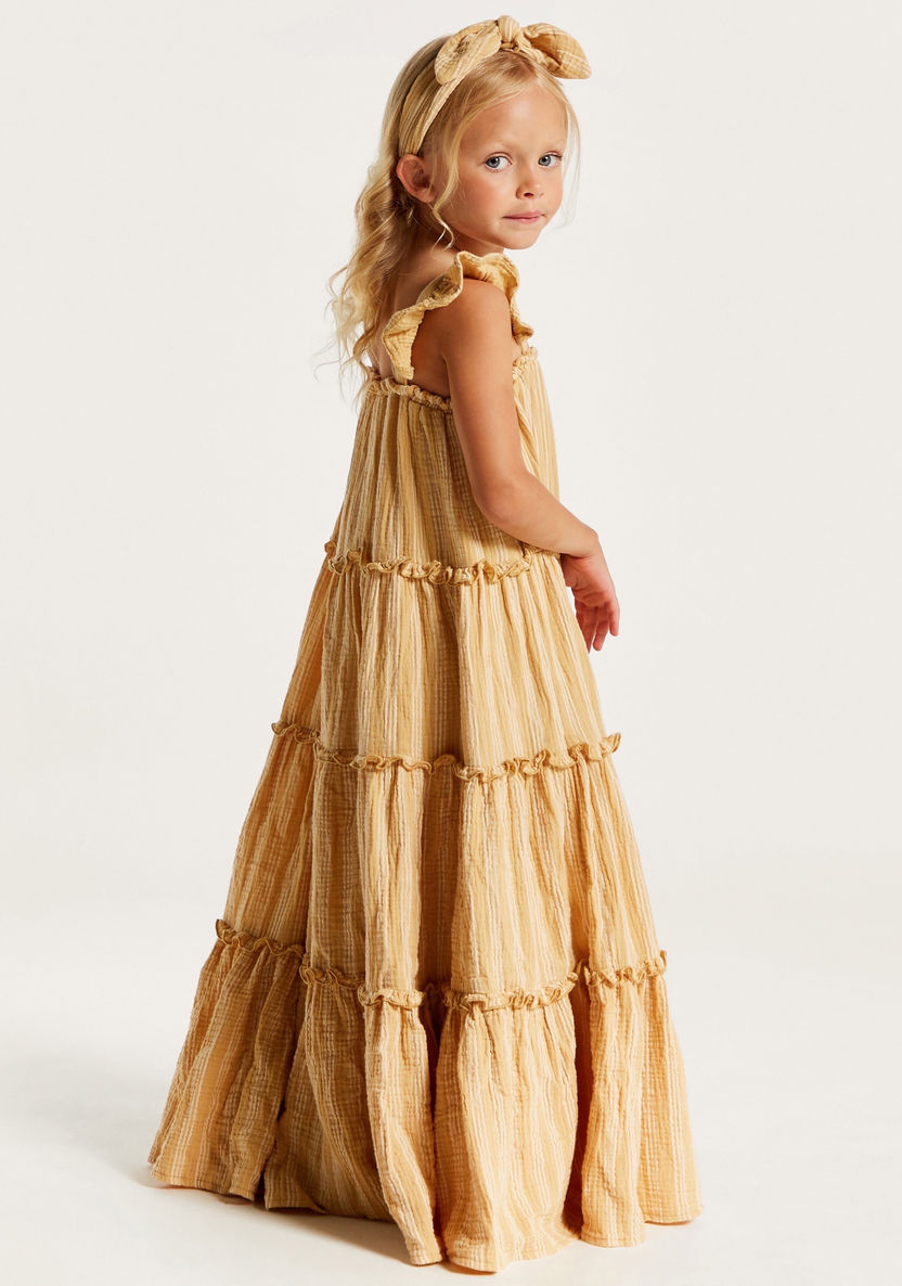 Textured Sleeveless Tiered Maxi Dress with Ruffle Detail-Dresses, Gowns & Frocks-image-4