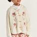 Eligo Floral Embroidered Cardigan with Hood and Long Sleeves-Sweaters and Cardigans-thumbnail-2
