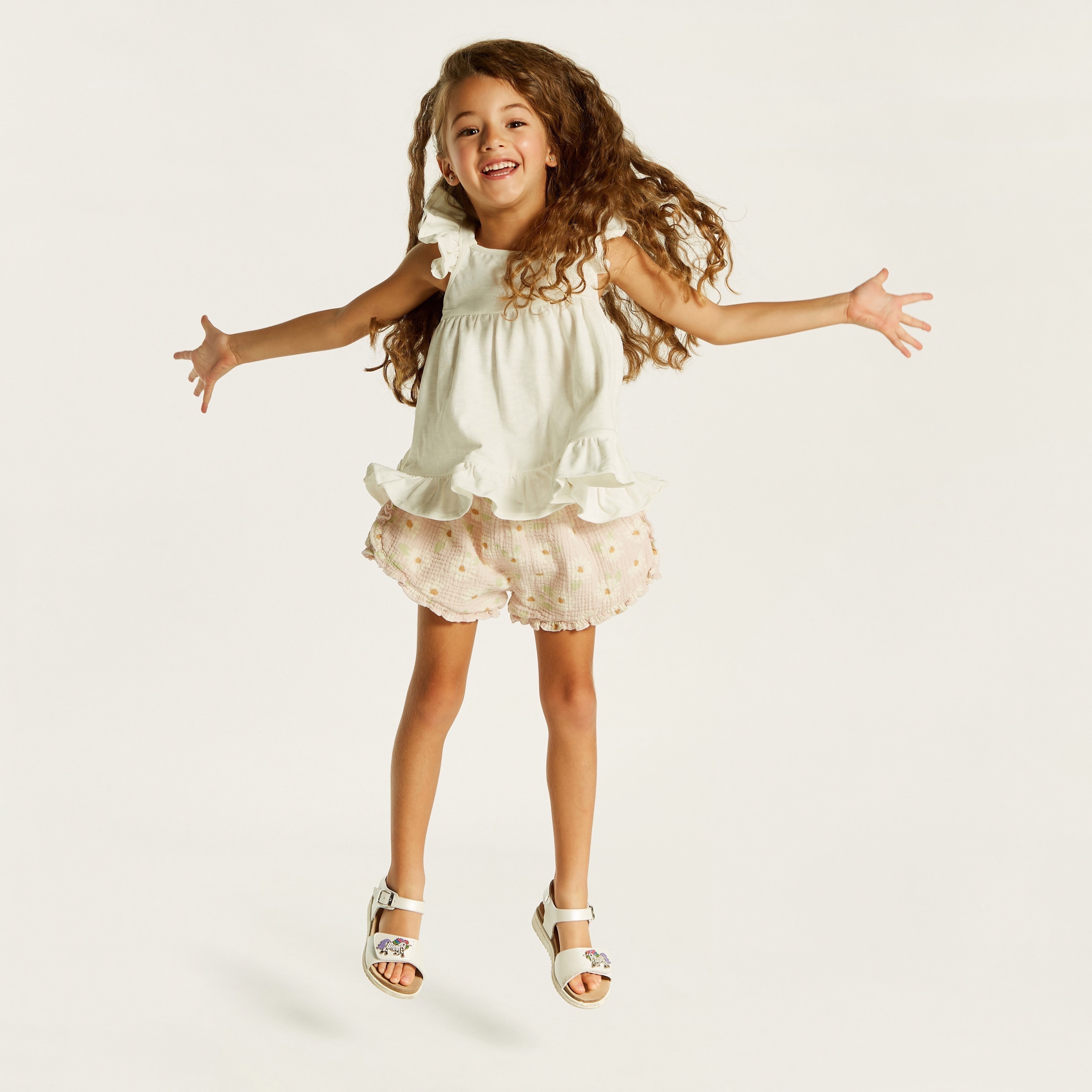 Eligo Ruffled Sleeveless Top and Printed Shorts Set-baby-girls-clothing-setsandcoords-image-2