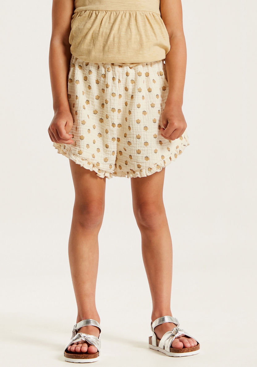 Frill Detail Sleeveless Top and Printed Shorts Set-Clothes Sets-image-3