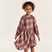 Lee Cooper Checked Dress with Peter Pan Collar and Long Sleeves-Dresses%2C Gowns and Frocks-thumbnail-2