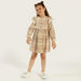 Lee Cooper Checked Dress with Long Sleeves and Ruffle Detail-Dresses%2C Gowns and Frocks-thumbnail-1