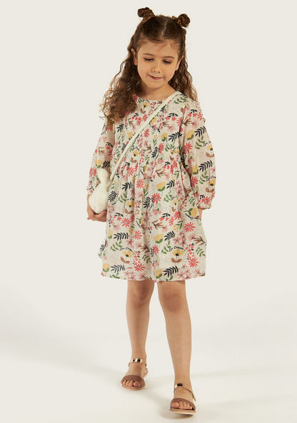Lee Cooper All Over Floral Print Dress with Long Sleeves