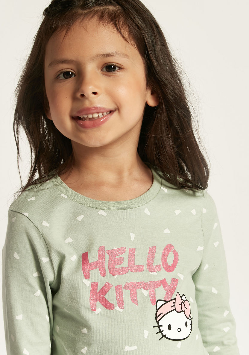 Sanrio Hello Kitty Print Round Neck T-shirt with Long Sleeves - Set of 2-T Shirts-image-3