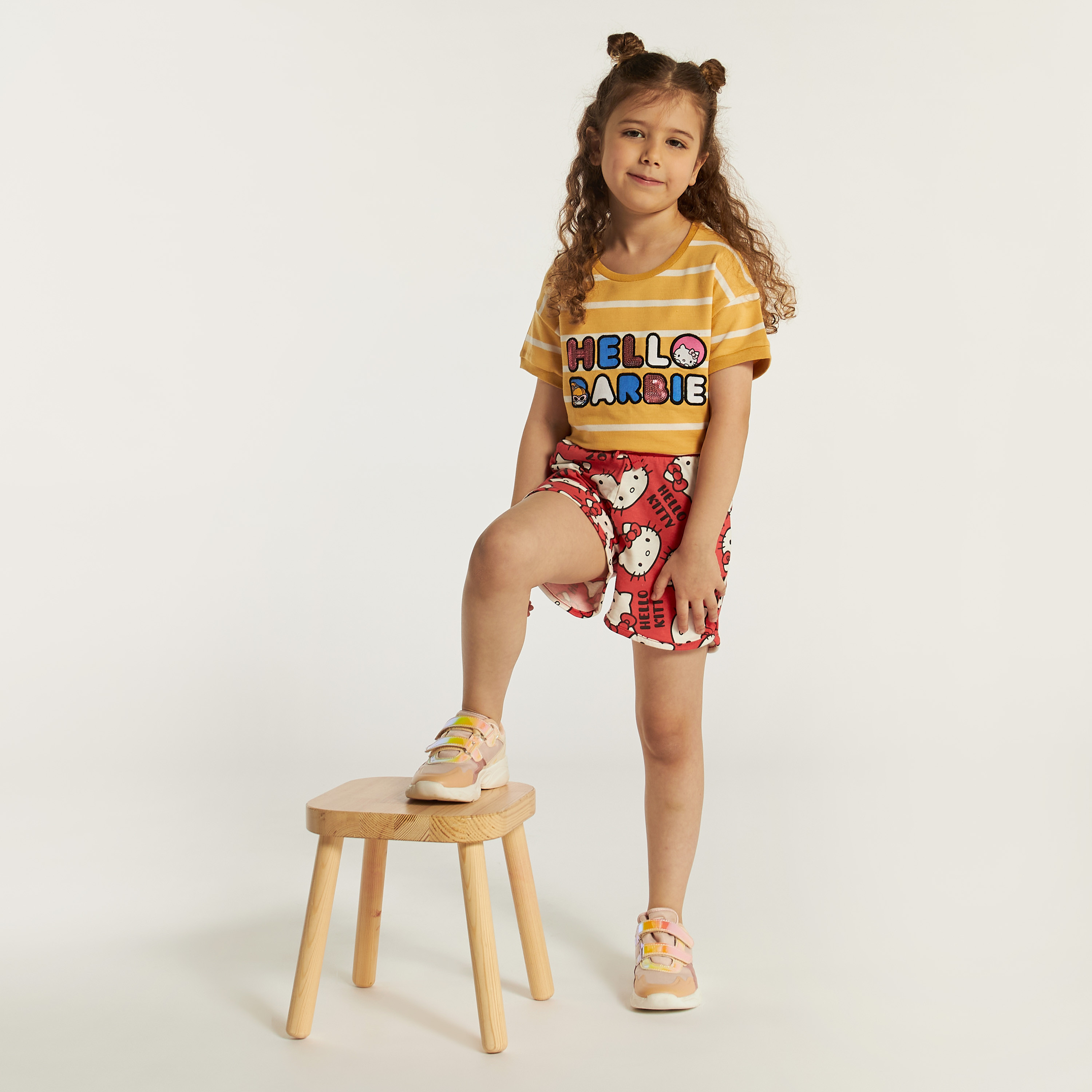 Sanrio Hello Kitty Print Shorts with Elasticated Waistband-baby-girls-clothing-bottoms-shorts-image-1