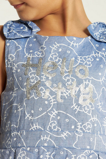 Sanrio All Over Hello Kitty Print Sleeveless A-line Dress