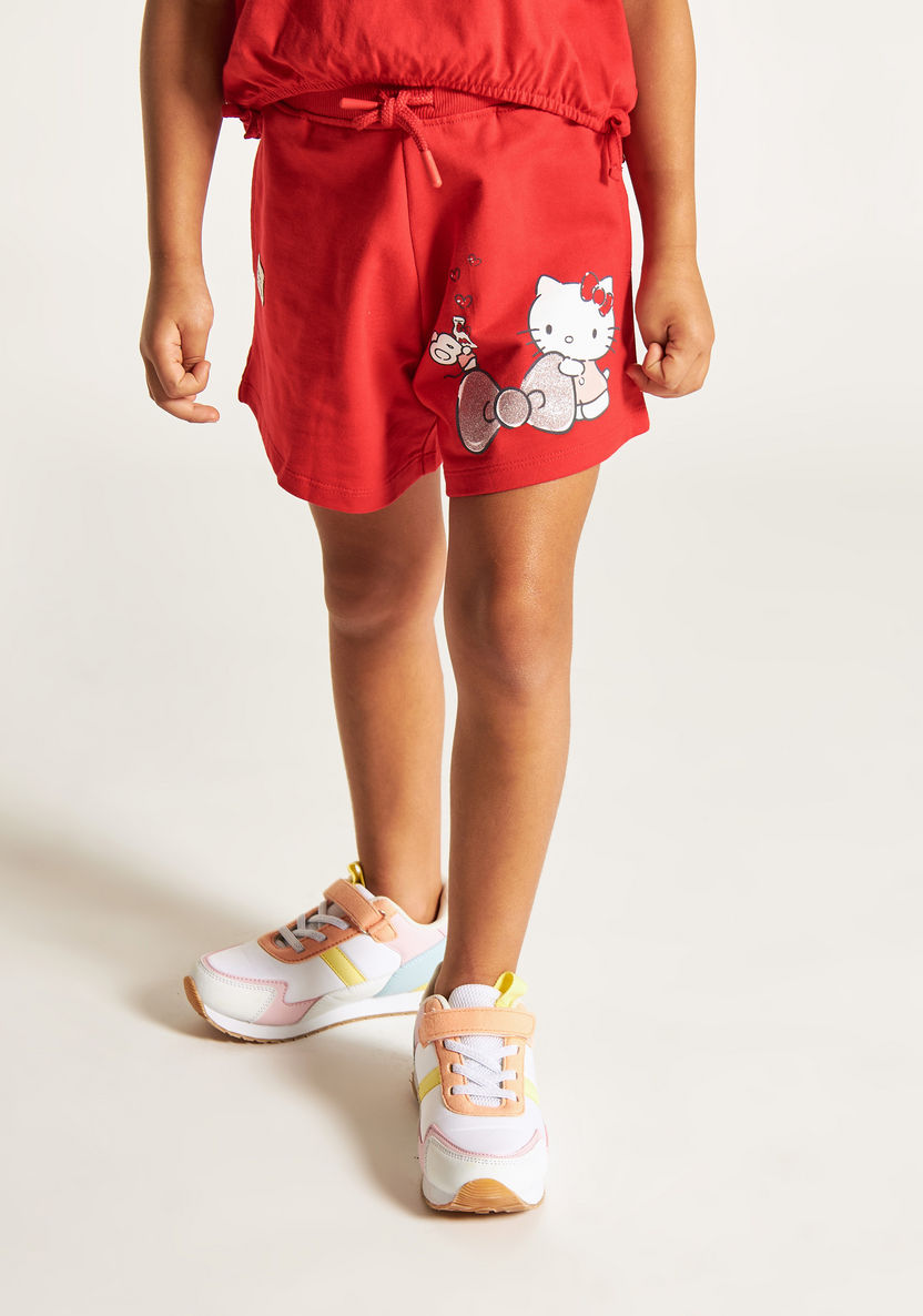 Sanrio Hello Kitty Print Crew Neck T-shirt and Shorts Set-Clothes Sets-image-2
