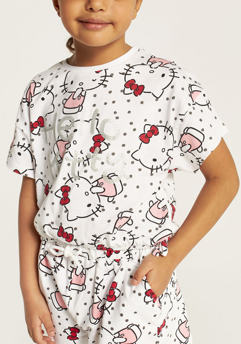 Sanrio Hello Kitty Print T-shirt and Shorts Set-Clothes Sets-image-4
