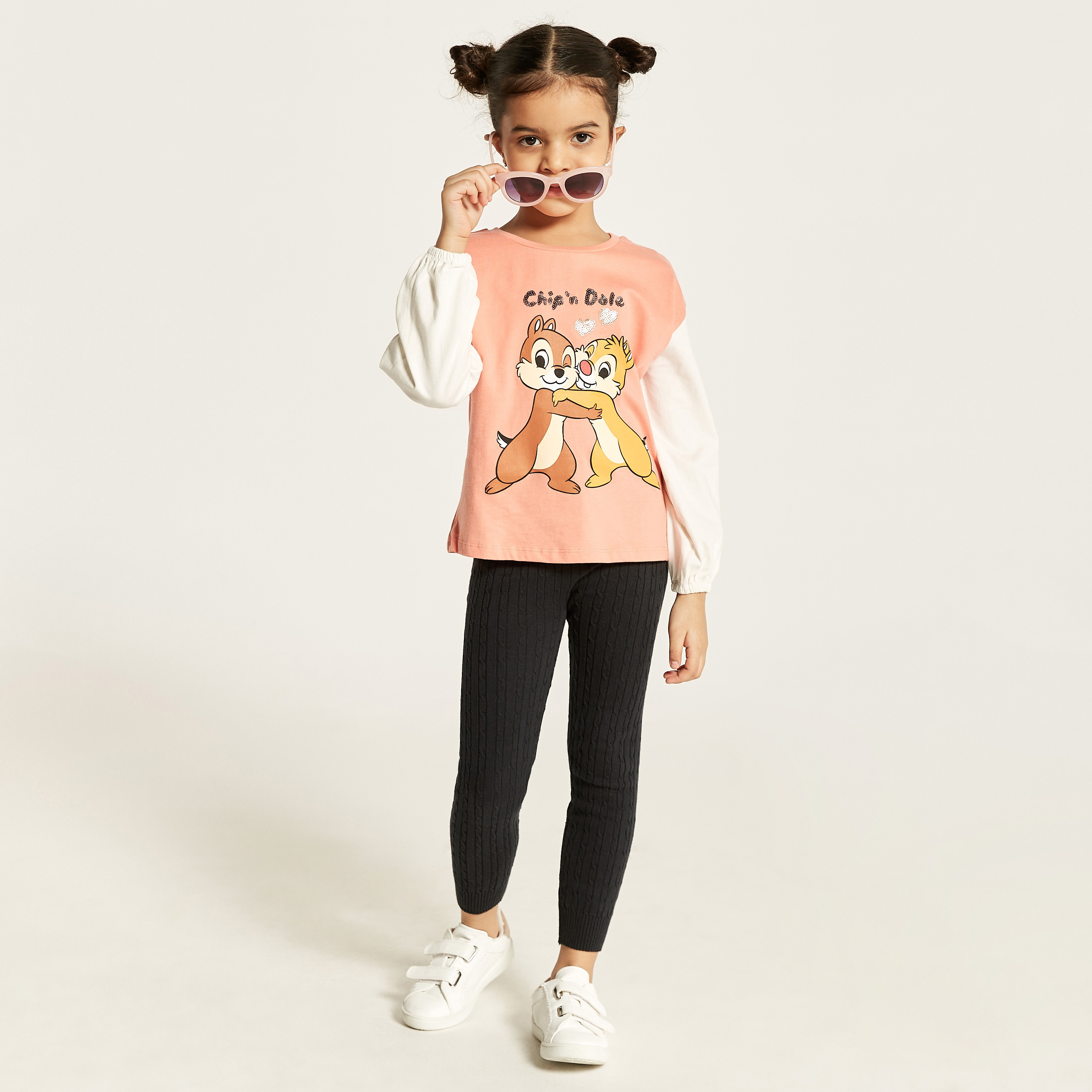 Disney Chip 'n Dale Print T-shirt with Crew Neck-girls-clothing-tshirts-image-1