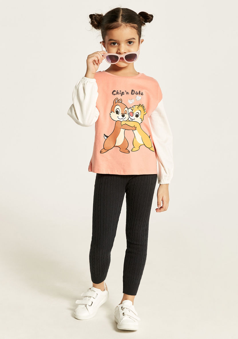 Disney Chip 'n Dale Print T-shirt with Crew Neck-T Shirts-image-0