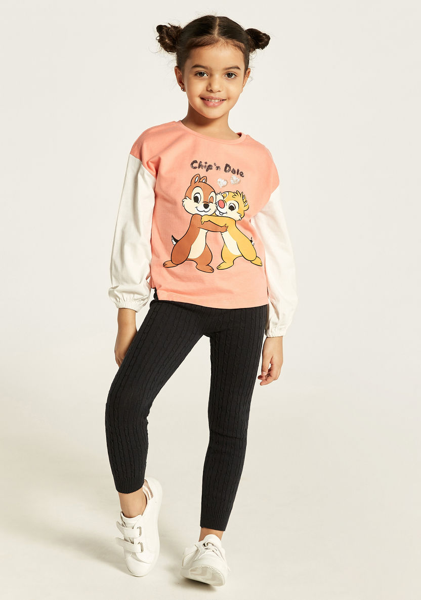 Disney Chip 'n Dale Print T-shirt with Crew Neck-T Shirts-image-1