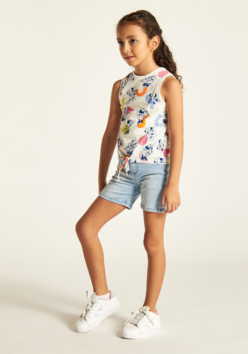 Minnie Mouse Print Sleeveless T-shirt with Knot Detail-T Shirts-image-0