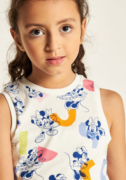 Minnie Mouse Print Sleeveless T-shirt with Knot Detail
