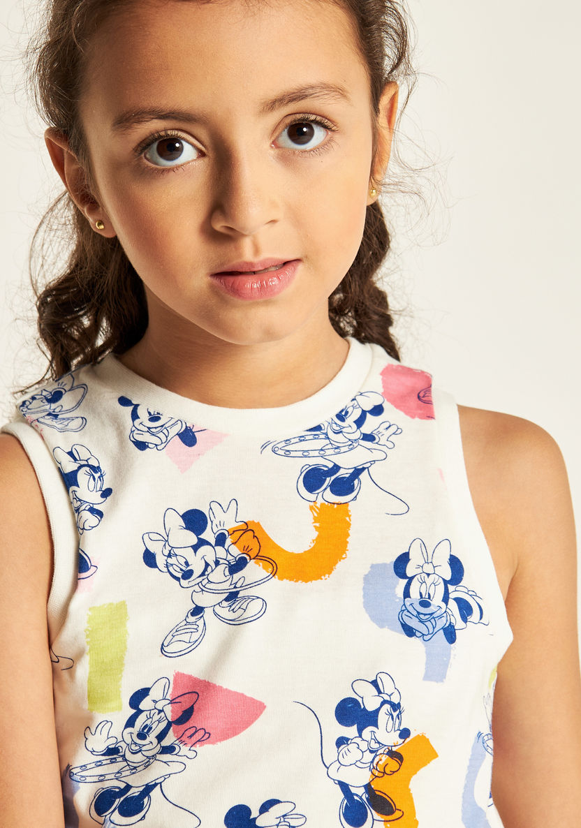 Minnie Mouse Print Sleeveless T-shirt with Knot Detail-T Shirts-image-2