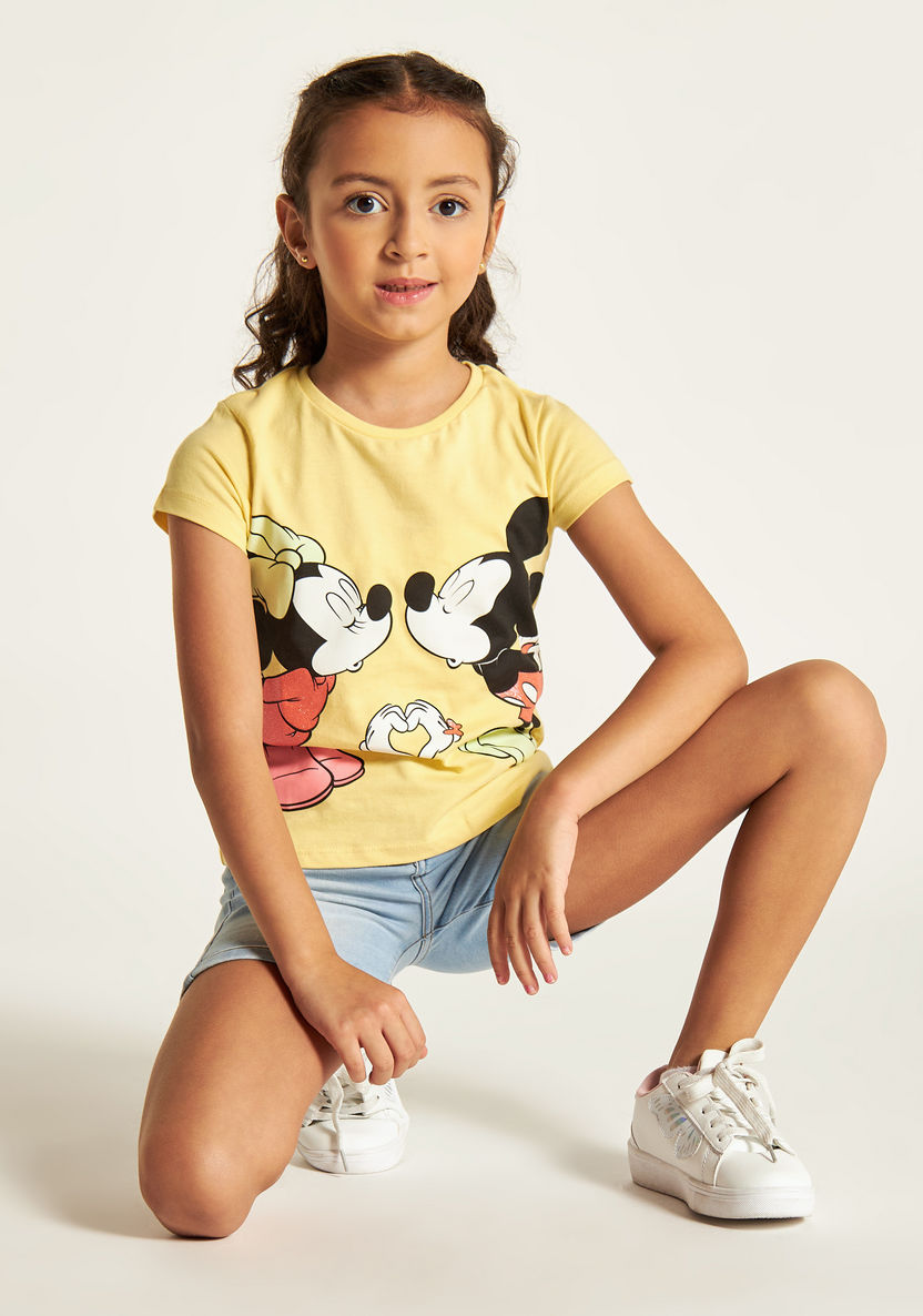 Minnie Mouse Print T-shirt with Round Neck and Short Sleeves-T Shirts-image-0