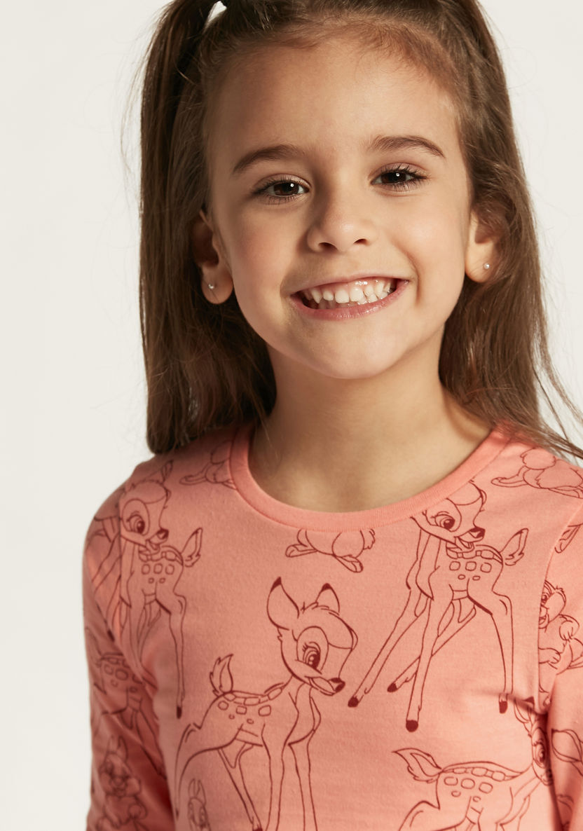 Disney Bambi Print Crew Neck T-shirt with Long Sleeves - Set of 2-T Shirts-image-2