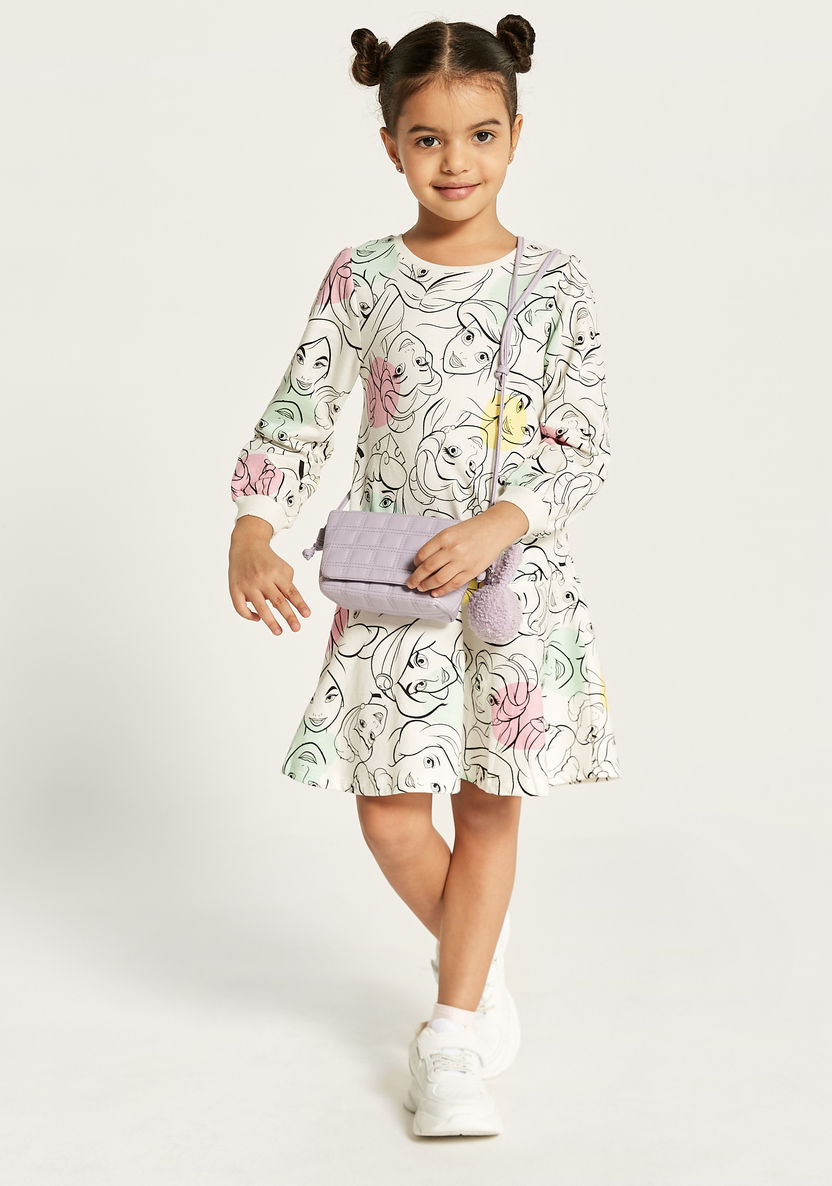 Disney All Over Print Dress with Round Neck and Long Sleeves-Dresses, Gowns & Frocks-image-0
