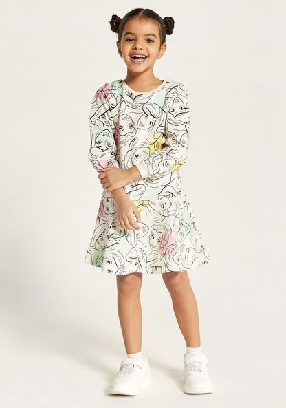 Disney All Over Print Dress with Round Neck and Long Sleeves-Dresses%2C Gowns and Frocks-image-1
