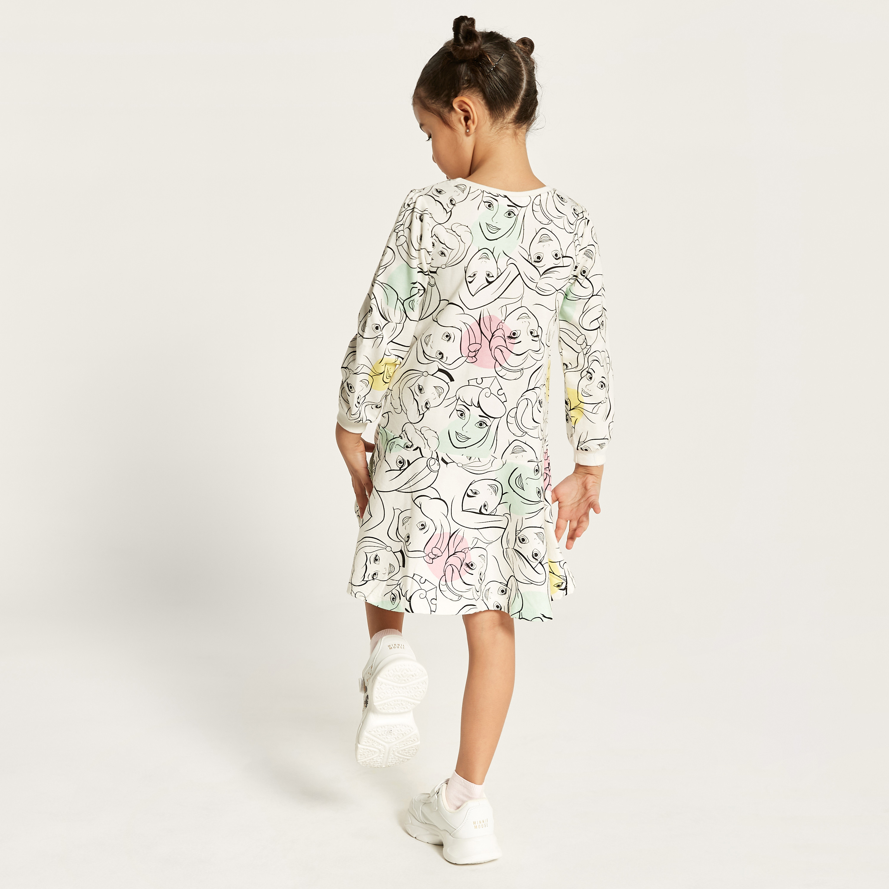 Disney All Over Print Dress with Round Neck and Long Sleeves-girls-clothing-dressesandjumpsuits-image-4
