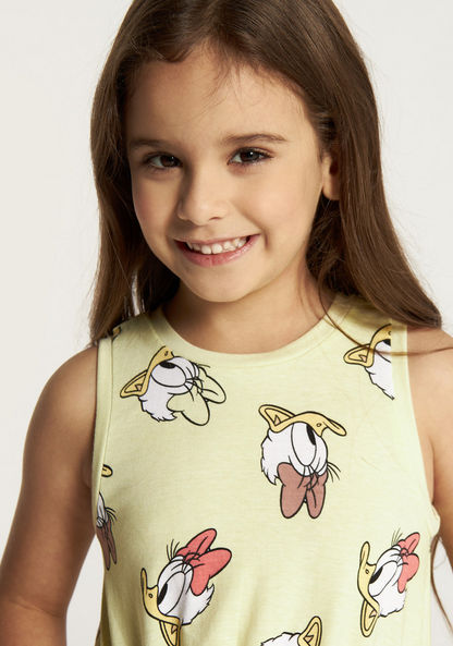 Disney Daisy Duck Print Sleeveless Dress with Round Neck-Dresses%2C Gowns and Frocks-image-2