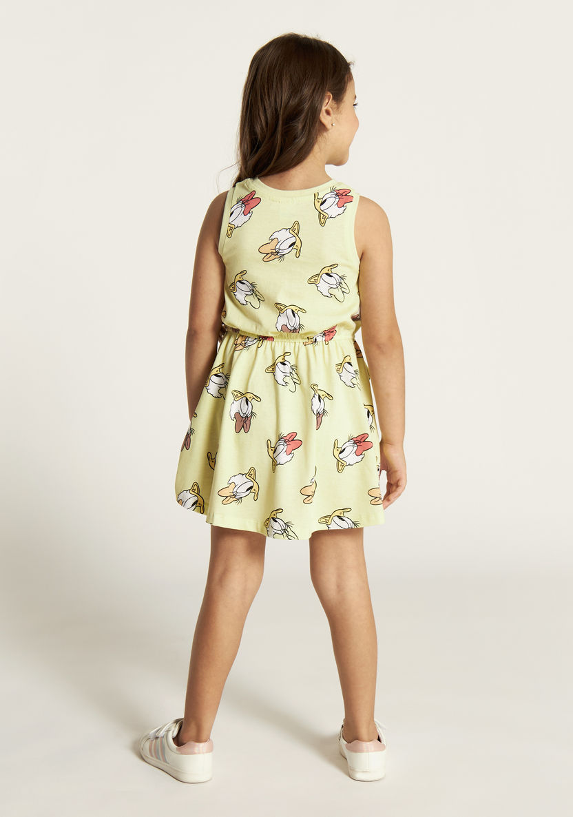 Disney Daisy Duck Print Sleeveless Dress with Round Neck-Dresses, Gowns & Frocks-image-3