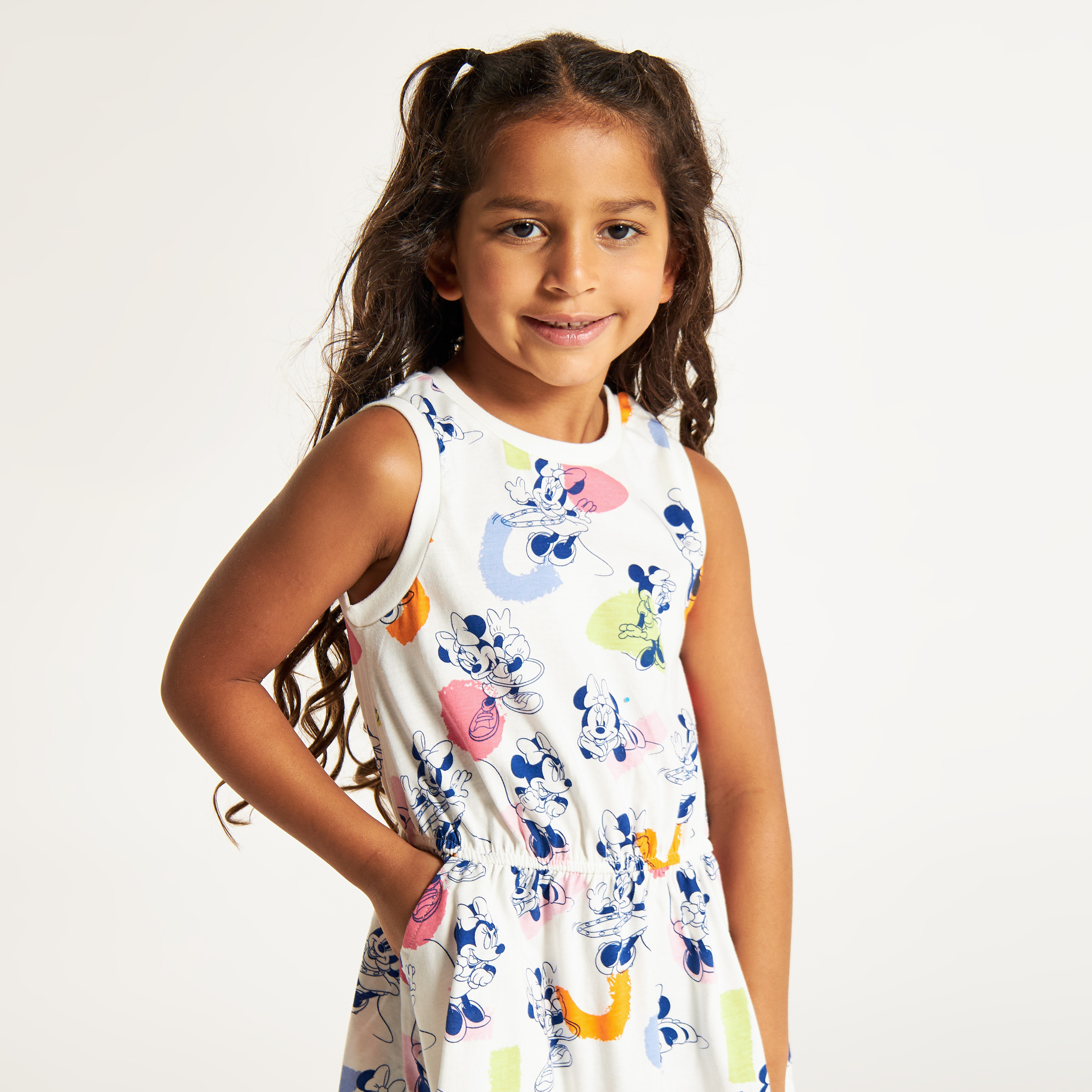 Minnie Mouse Print Sleeveless Dress with Pockets-girls-clothing-dressesandjumpsuits-image-3