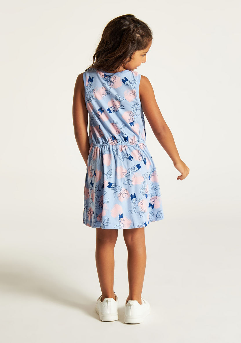 Daisy Duck Print Sleeveless Dress with Pockets-Dresses%2C Gowns and Frocks-image-3