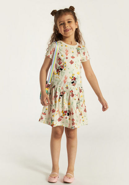 Disney Minnie Mouse Print Dress with Short Sleeves