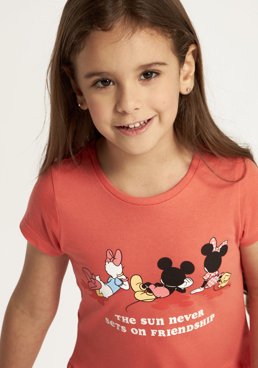 Disney Minnie Mouse and Friends Print Dress with Short Sleeves-Dresses, Gowns & Frocks-image-1