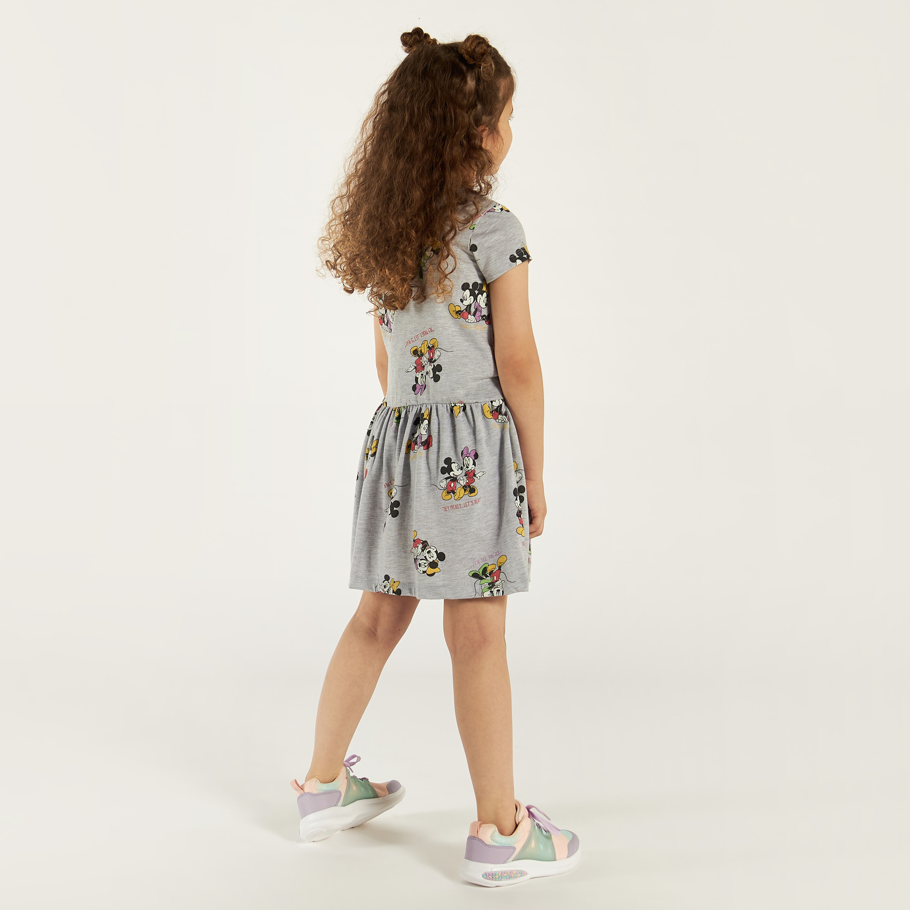 Disney Mickey and Minnie Mouse Print Dress with Crew Neck and Short Sleeves-girls-clothing-dressesandjumpsuits-image-4