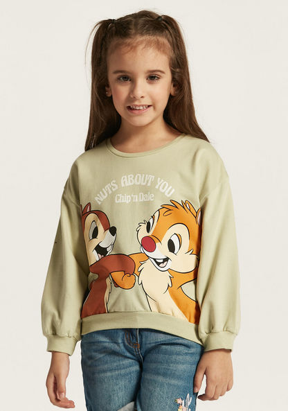 Disney Chip and Dale Crew Neck Sweatshirt with Long Sleeves