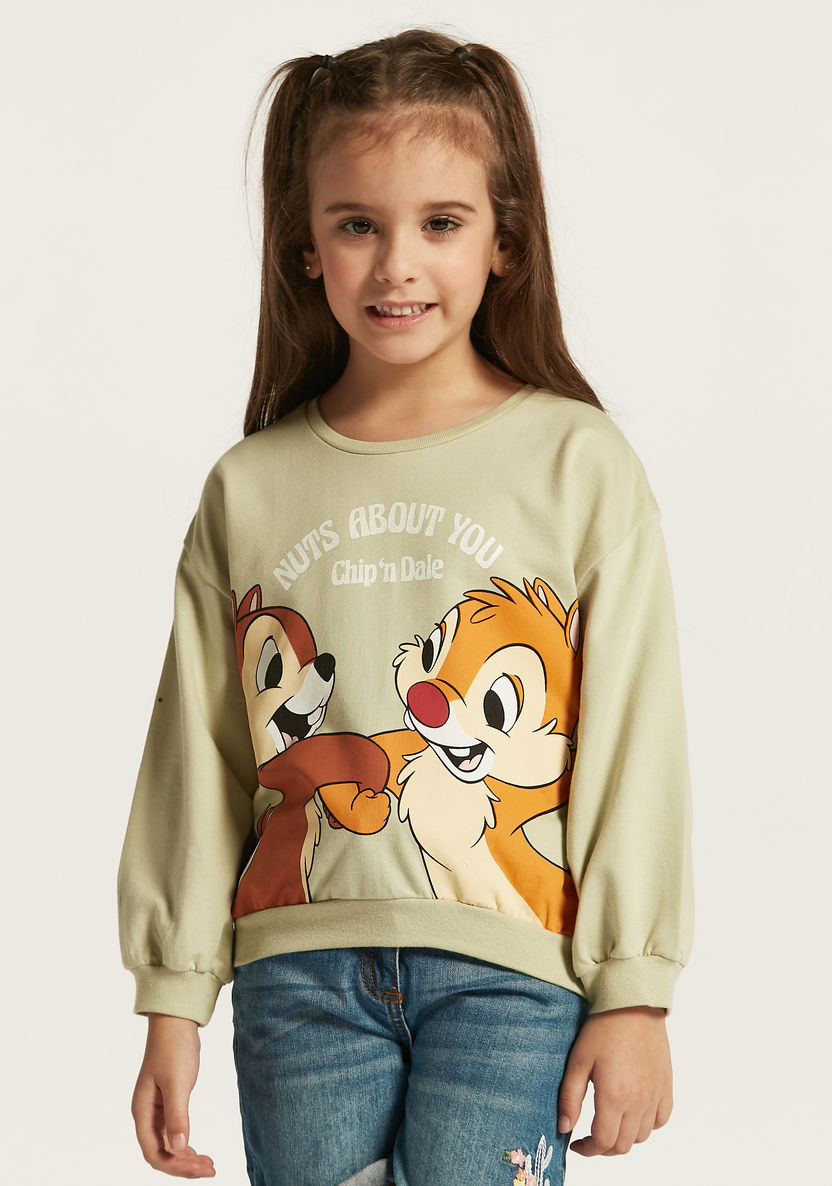 Disney Chip and Dale Crew Neck Sweatshirt with Long Sleeves-Sweaters and Cardigans-image-1
