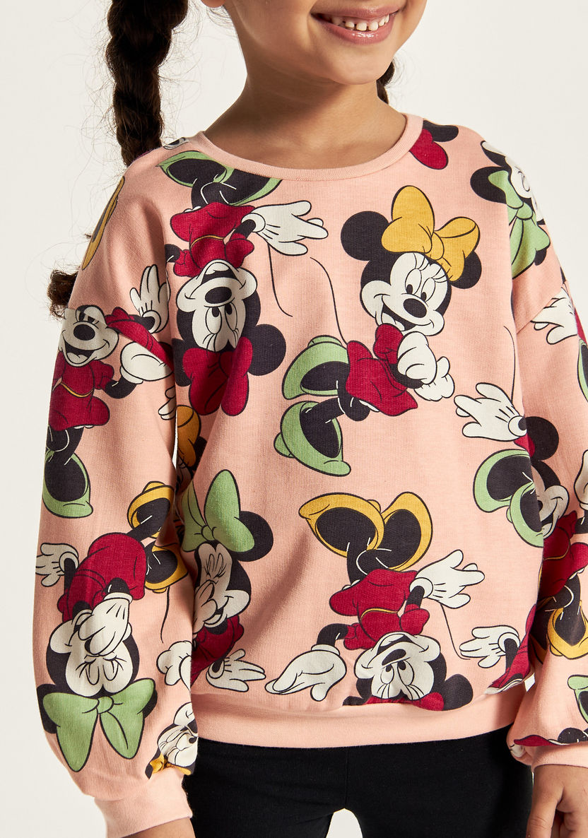 Disney All Over Minnie Mouse Print Crew Neck Sweatshirt with Long Sleeves-Sweatshirts-image-2