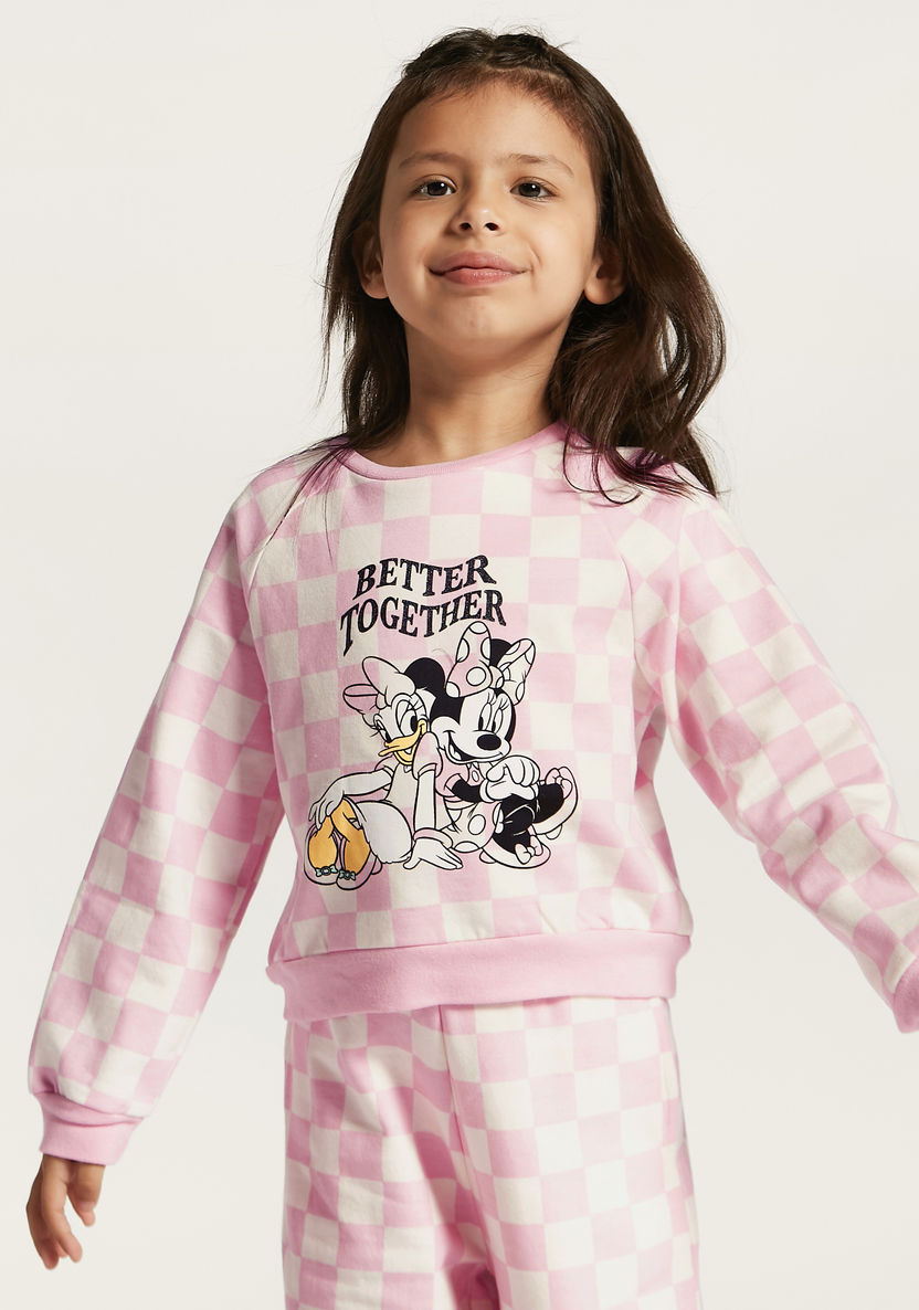 Disney Minnie Mouse Print Sweatshirt and Track Pant Set-Clothes Sets-image-2