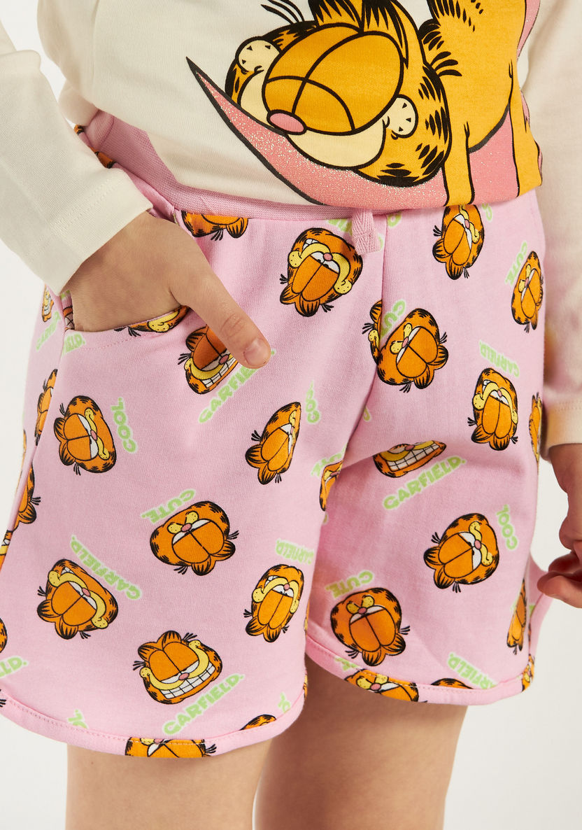 Garfield Print Shorts with Elasticated Waistband-Shorts-image-2