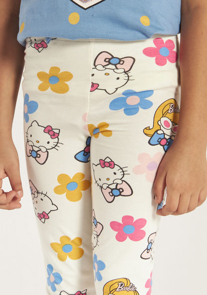 Sanrio Hello Kitty Print Legging with Elasticated Waistband - Set of 2-Leggings-image-3