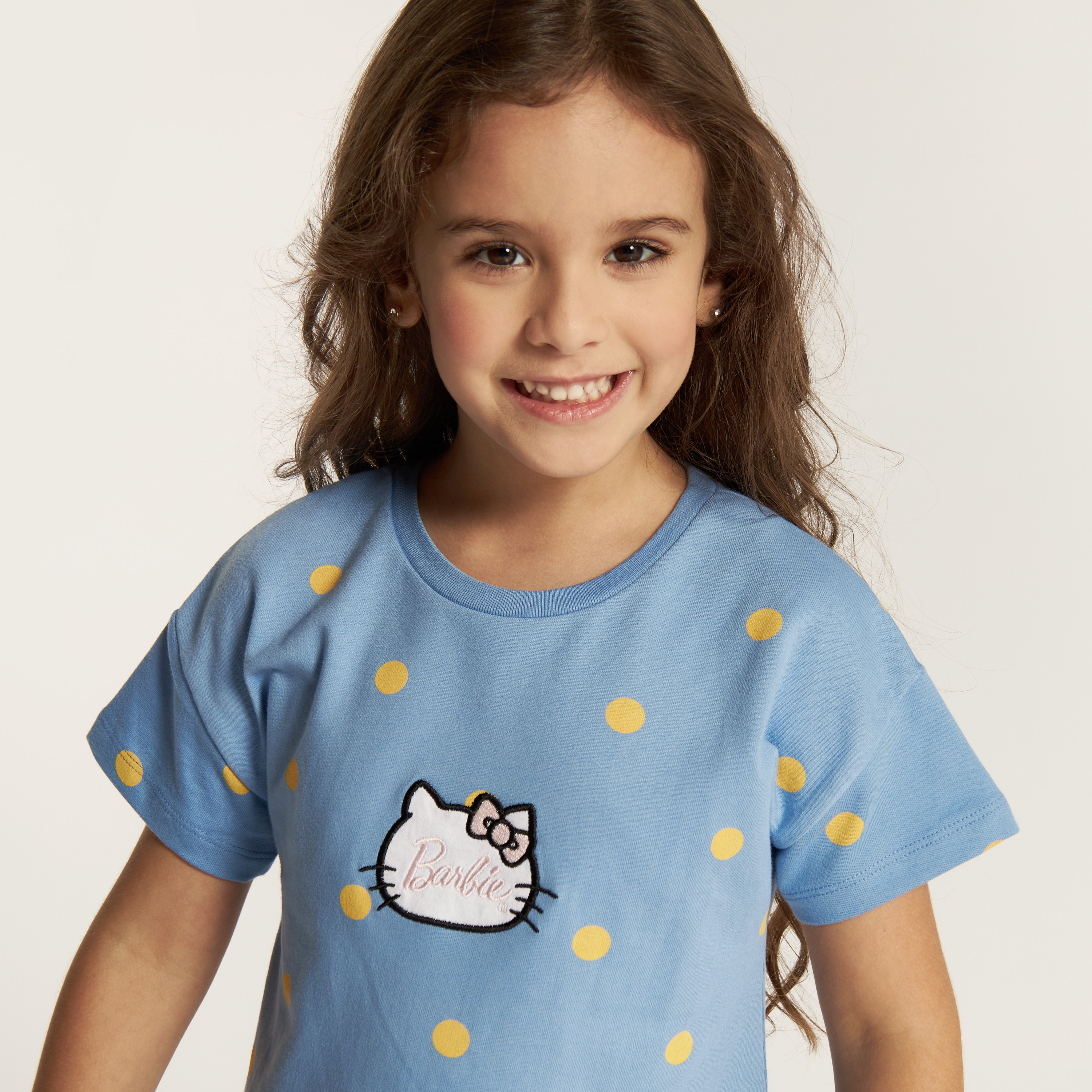 Sanrio Hello Kitty Print Drop Waist Dress with Short Sleeves-girls-clothing-dressesandjumpsuits-image-3