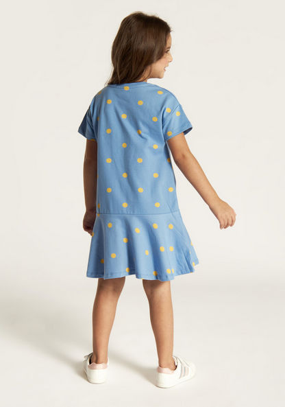 Sanrio Hello Kitty Print Drop Waist Dress with Short Sleeves-Dresses%2C Gowns and Frocks-image-3