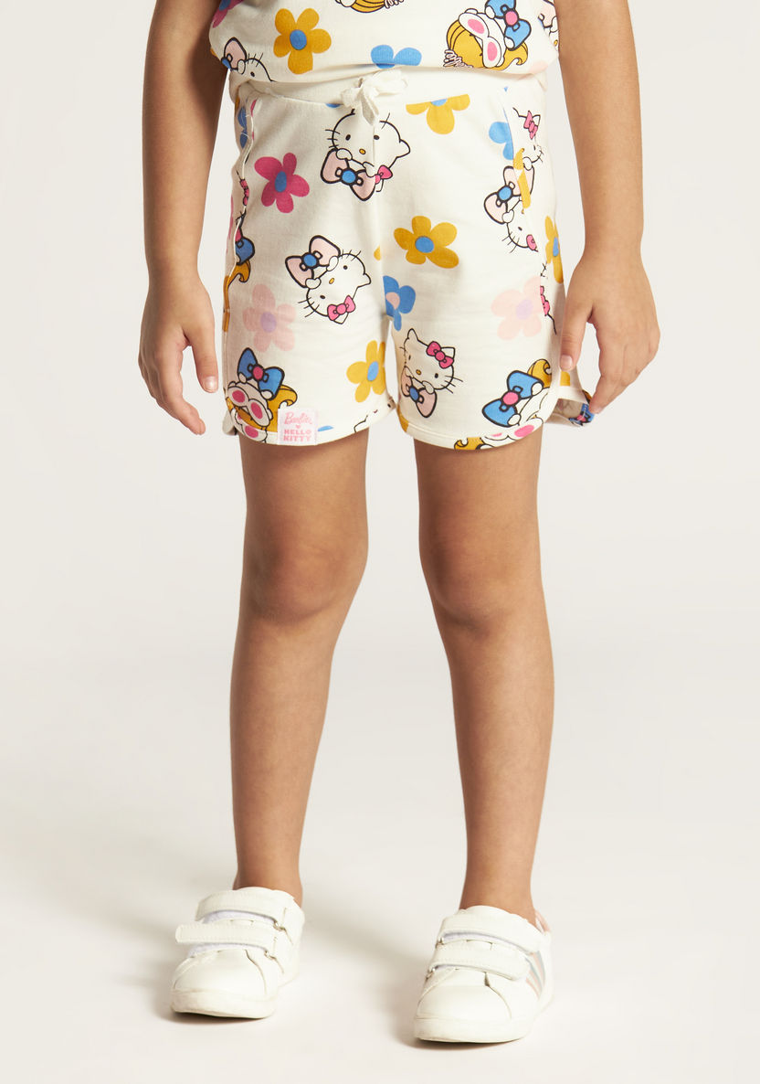 Sanrio Hello Kitty Print Round Neck T-shirt and Shorts Set-Clothes Sets-image-3