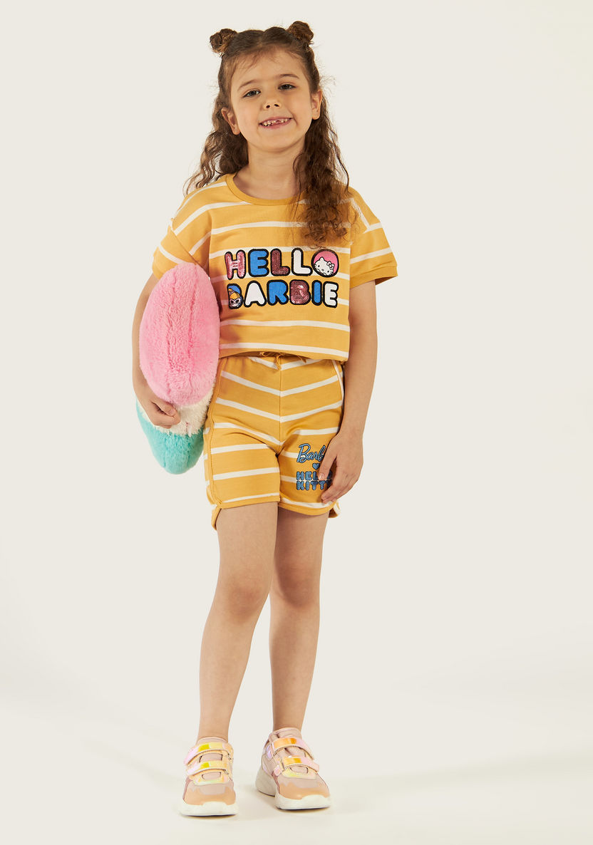Sanrio Hello Barbie Print T-shirt and Shorts Set-Clothes Sets-image-0