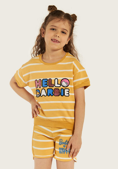 Sanrio Hello Barbie Print T-shirt and Shorts Set
