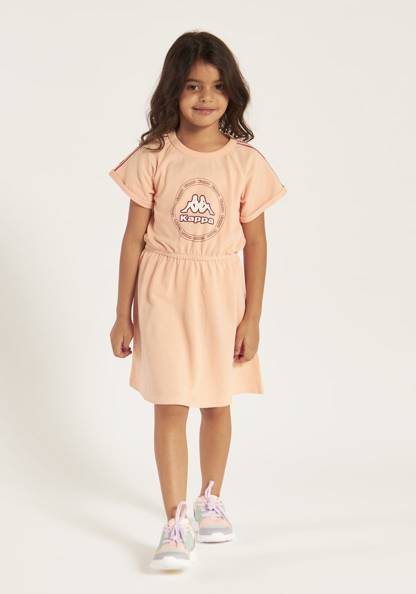 Kappa Logo Print A-line Dress with Short Sleeves and Round Neck-Dresses-image-1