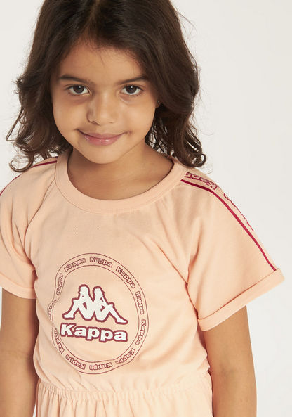 Kappa Logo Print A-line Dress with Short Sleeves and Round Neck