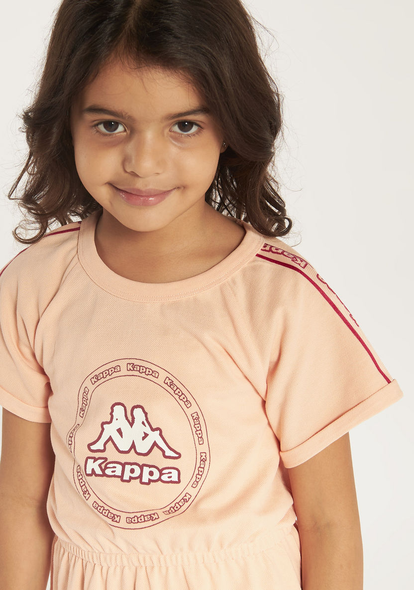 Kappa Logo Print A-line Dress with Short Sleeves and Round Neck-Dresses-image-2