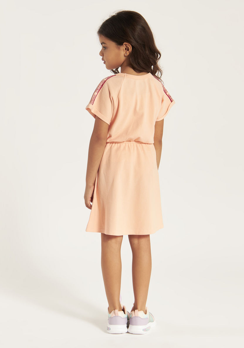 Kappa Logo Print A-line Dress with Short Sleeves and Round Neck-Dresses-image-3