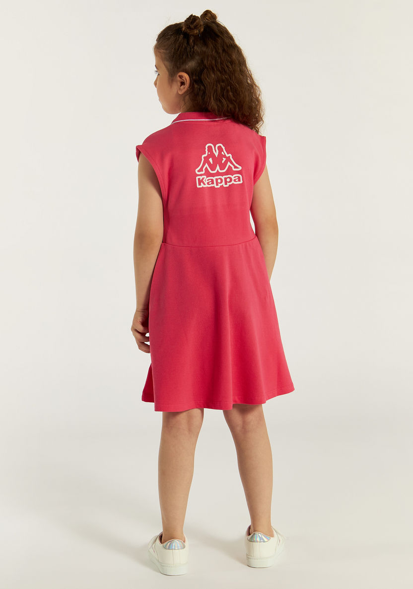 Kappa Logo Print Sleeveless Dress with Collar-Dresses-image-3