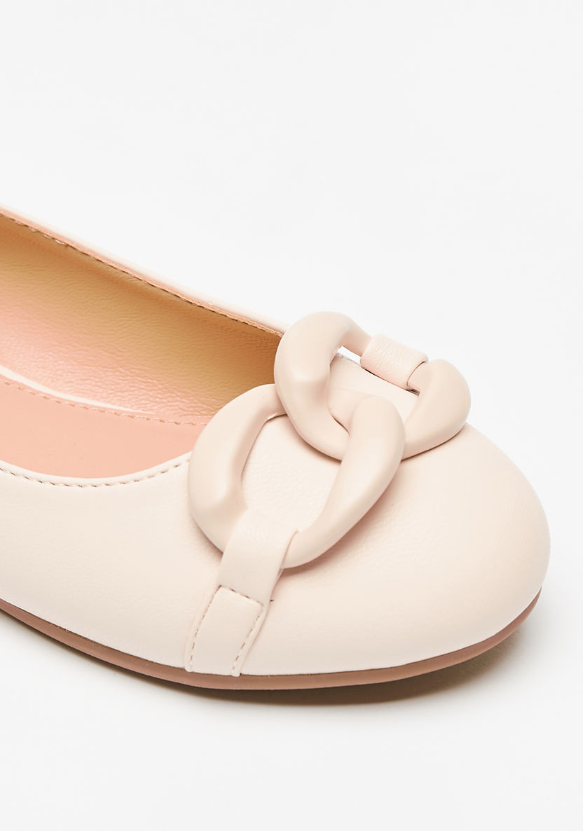 Little Missy Applique Detail Round Toe Ballerina Shoes-Girl%27s Ballerinas-image-4
