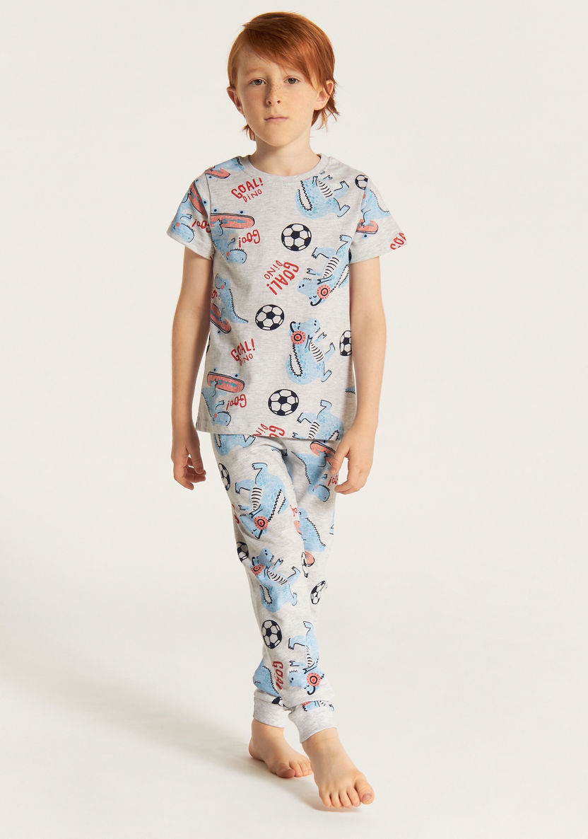 Juniors Printed 4-Piece Crew Neck T-shirt and Pyjamas with Shorts-Nightwear-image-1